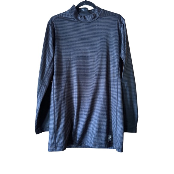 Nike Pro Combat Hyperwarm Long Sleeve Striped Mock Neck Top XL - Picture 1 of 9